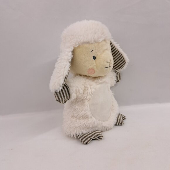 White Sheep Puppet Plush Demdaco Striped Ears Toy Nursery Rhyme 2020 Stuffed - Picture 3 of 14